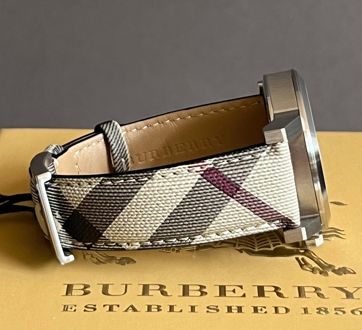 Burberry Men’s Swiss Chronograph Brown Impressed Check Fabric Strap Watch