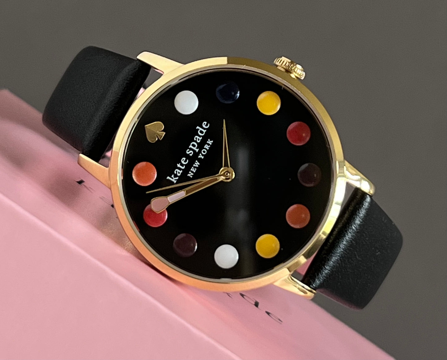 Kate Spade Metro Dot Black Leather Watch