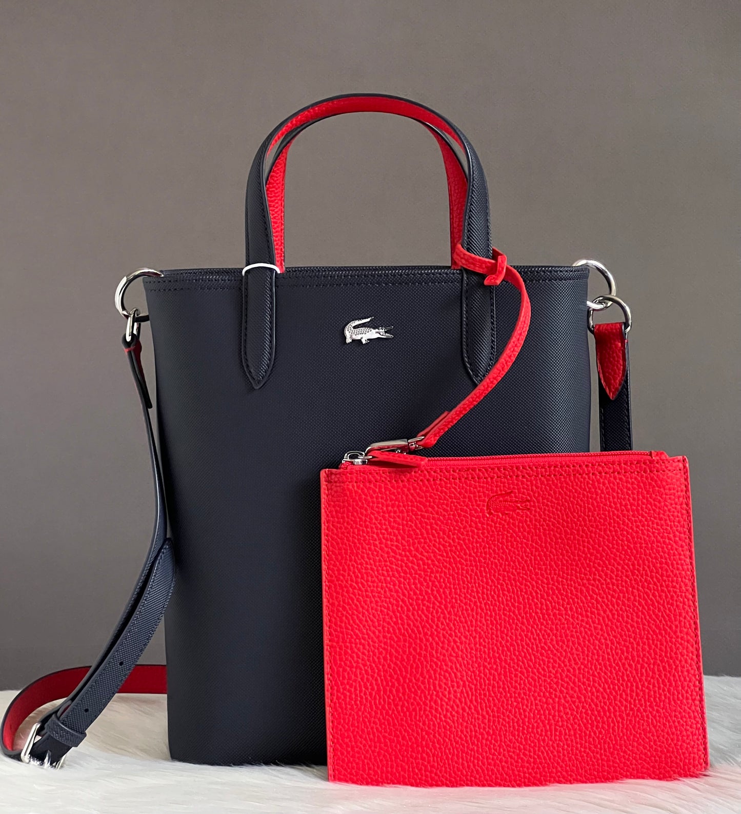Lacoste Women’s Anna Vertical Reversible Tote with Pouch