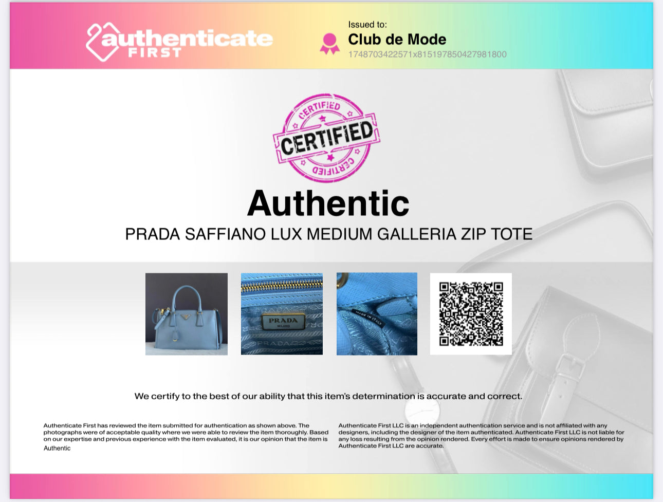 Prada Saffiano Lux Medium Galleria Zip Tote