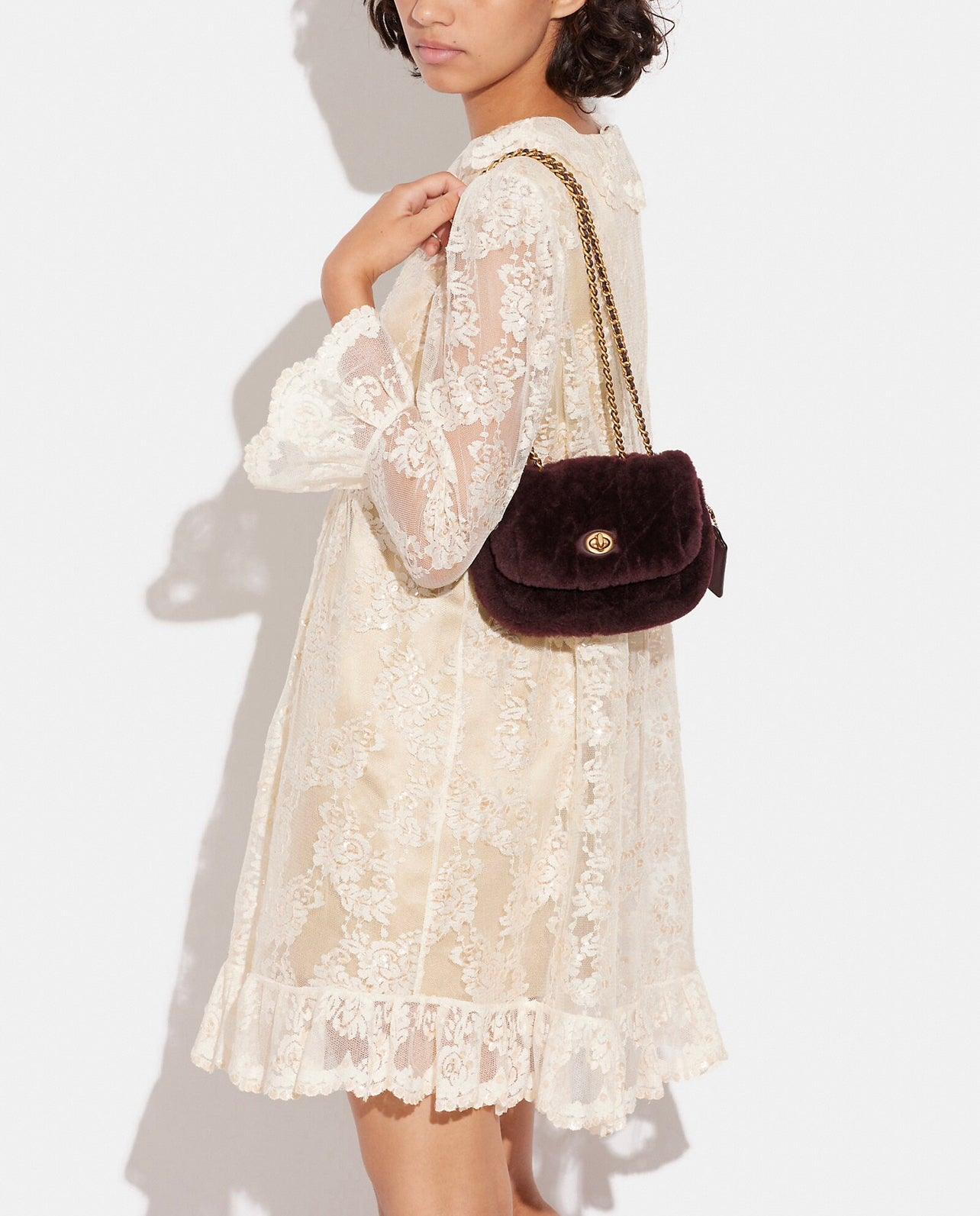 Coach Pillow Madison Shoulder Bag 18 in Shearling with Quilting