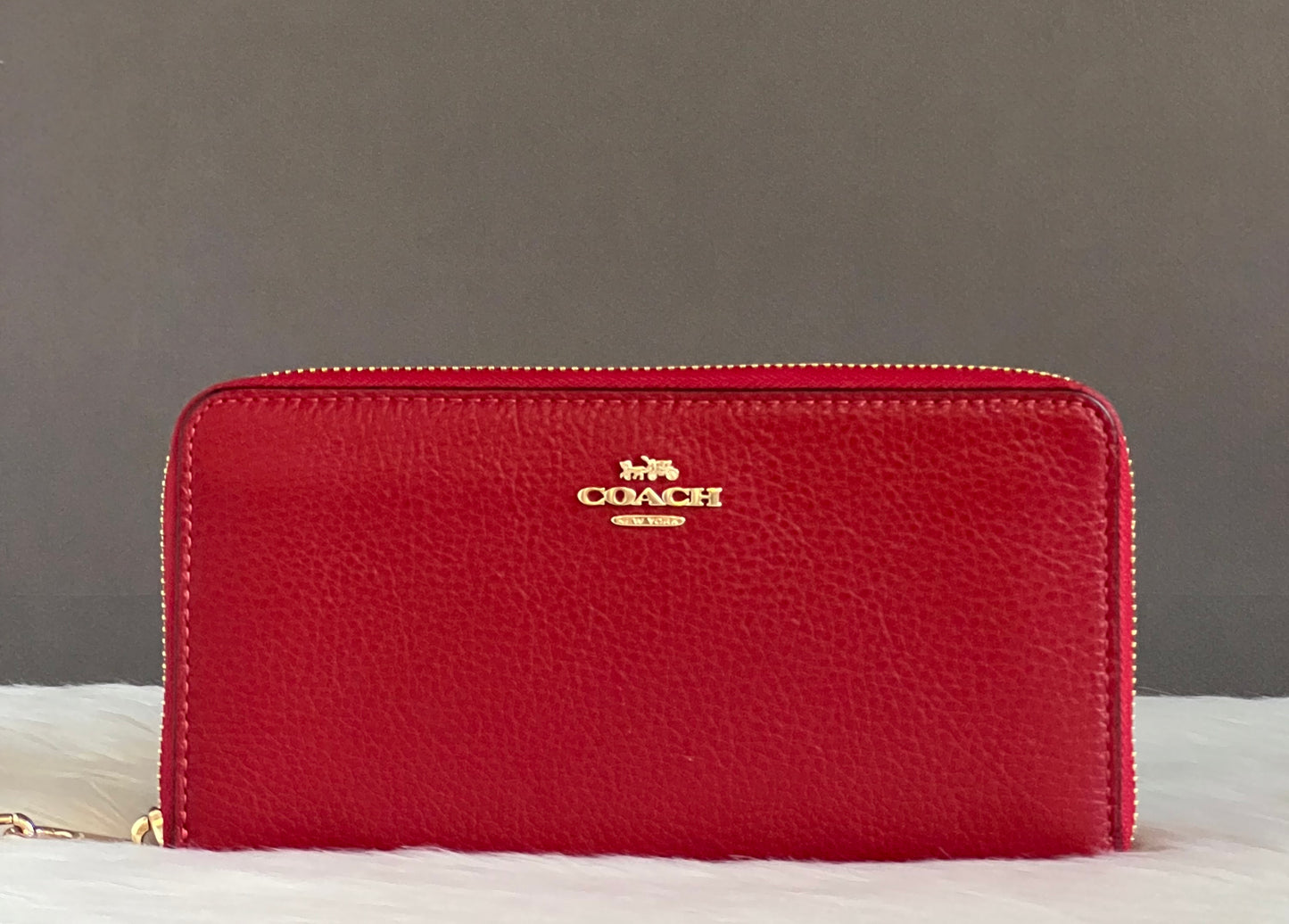 Coach Pebble Leather Zip Around Wallet