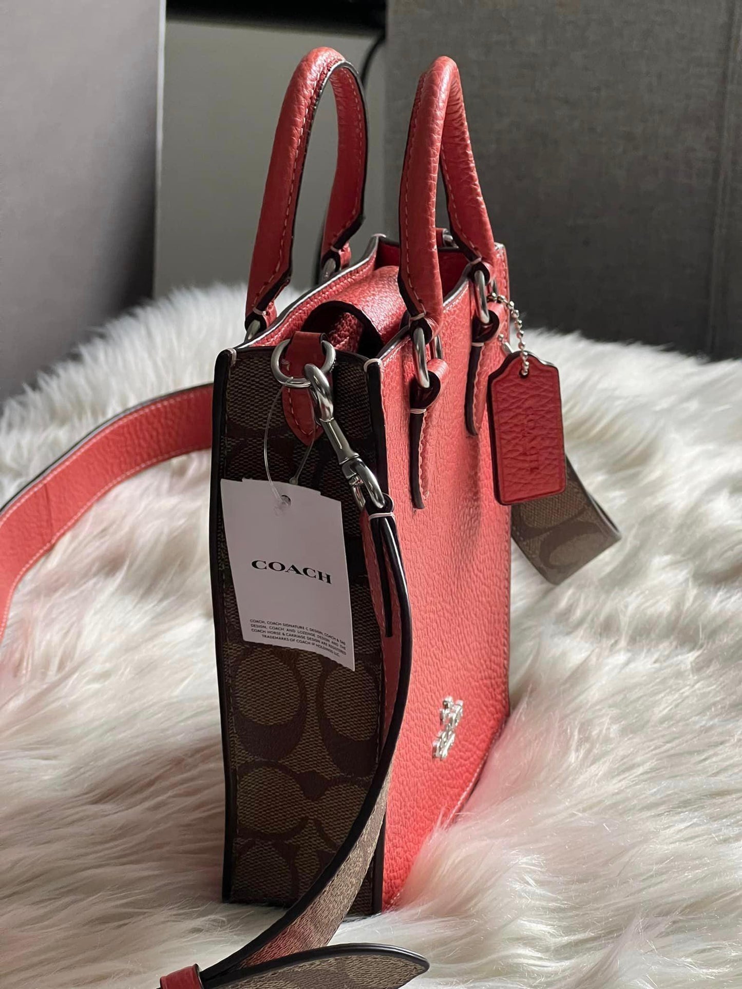Coach North South Mini Tote with Signature Canvas