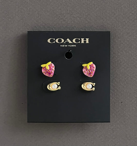 Coach Strawberry Signature Stud Earrings