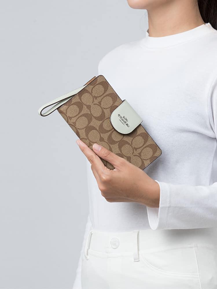 Coach Phone Wallet In Colorblock Signature Canvas