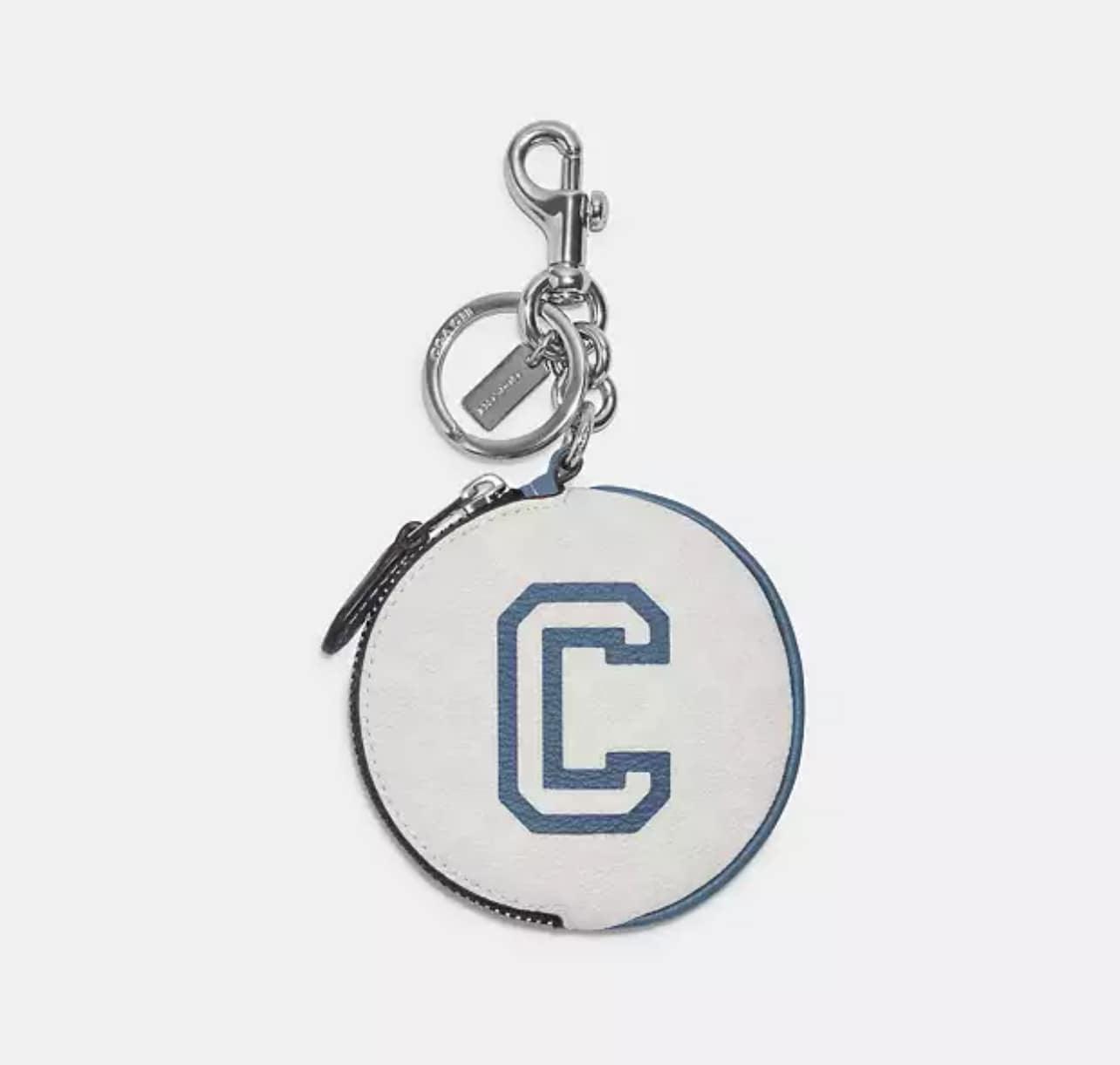 Coach Circular Coin Pouch In Signature Canvas With Varsity Motif