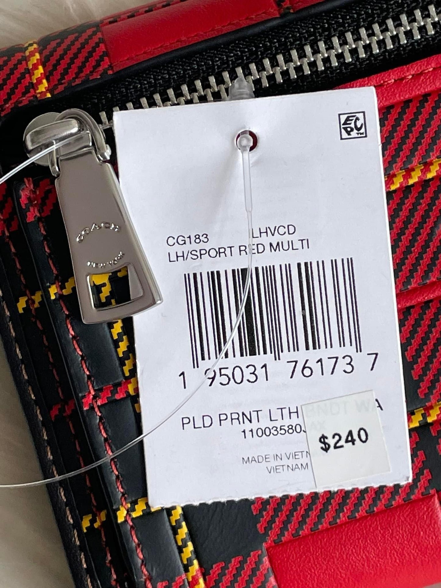 Coach Bandit Wallet with Plaid Print