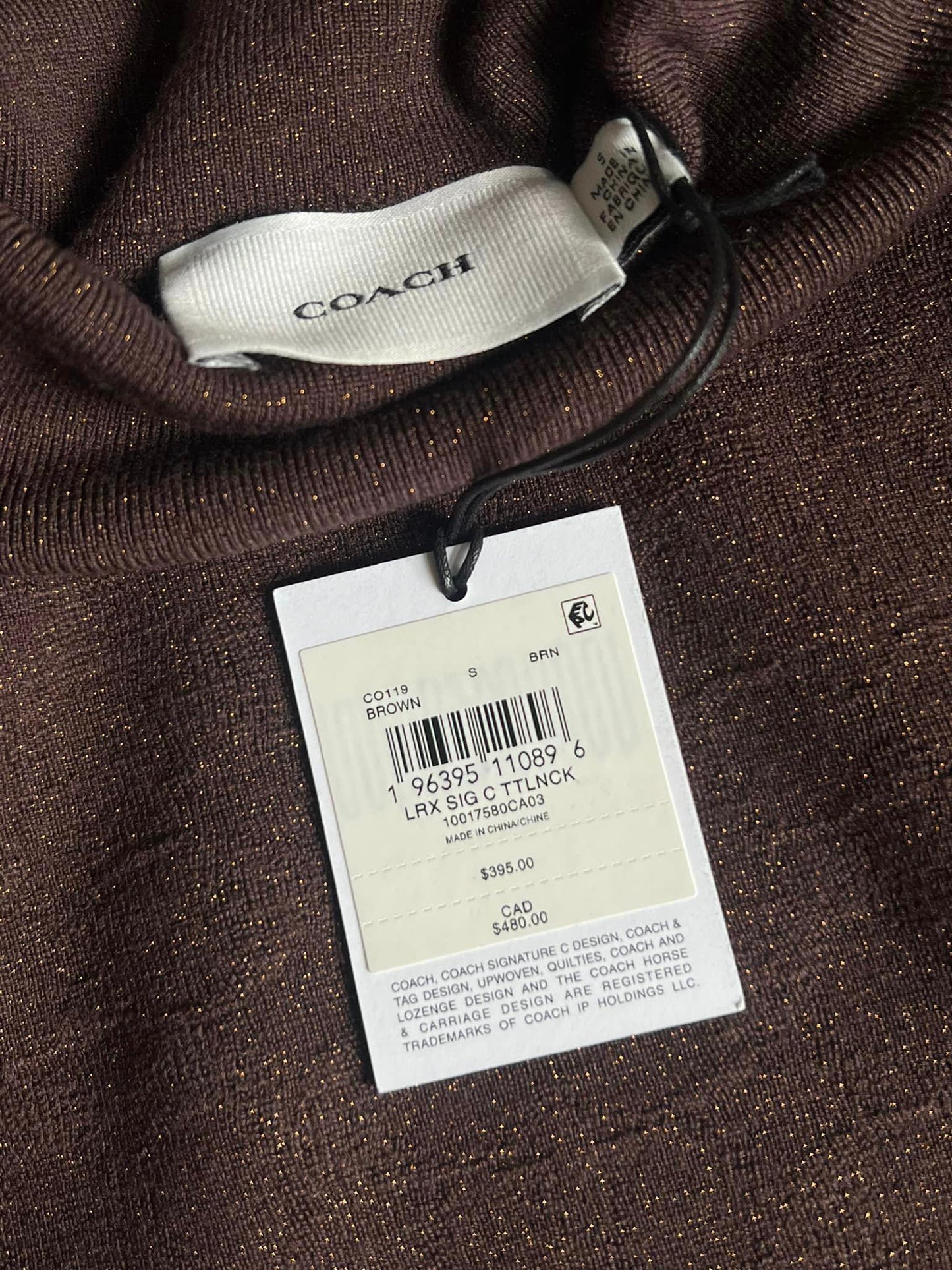 Coach Lurex Signature Turtleneck Sweater