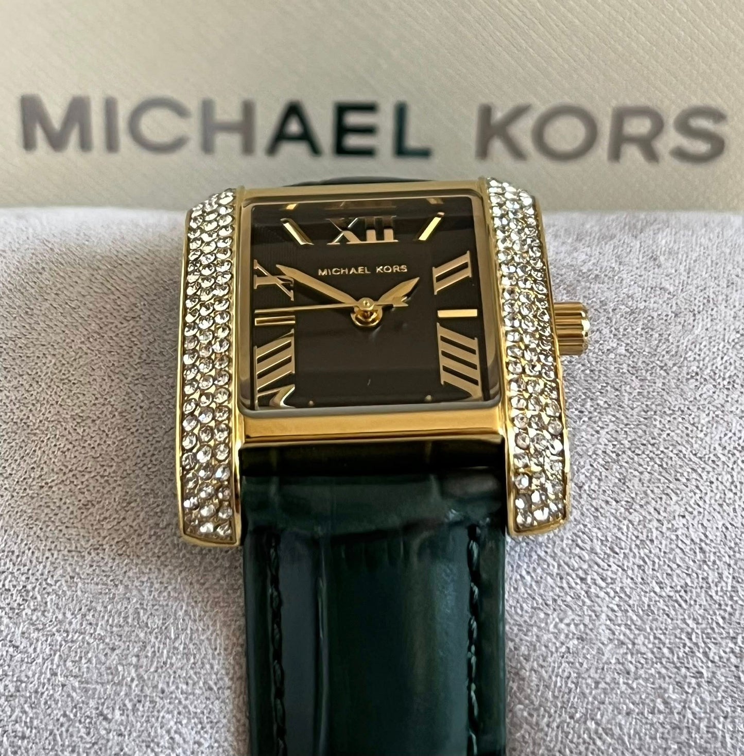 Michael Kors Women’s Emery Three-Hand Green Croco Leather Watch