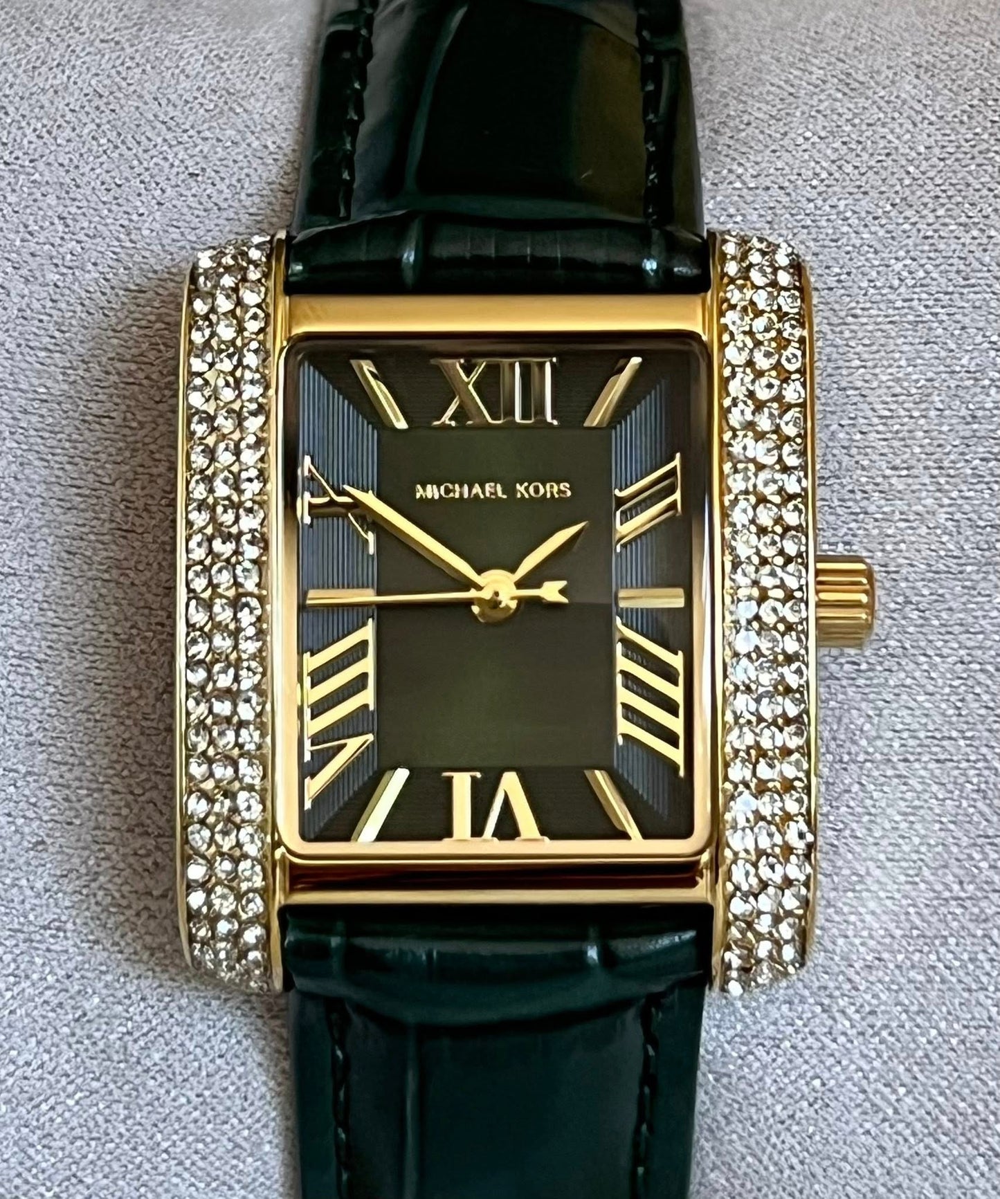 Michael Kors Women’s Emery Three-Hand Green Croco Leather Watch
