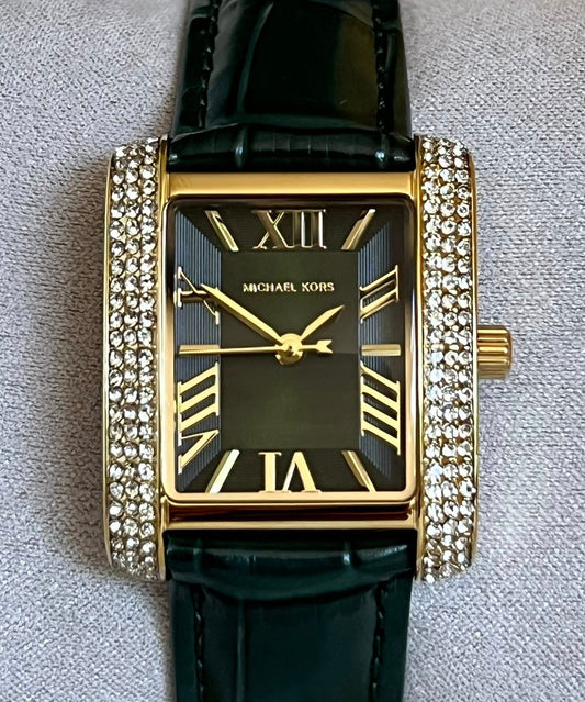 Michael Kors Women’s Emery Three-Hand Green Croco Leather Watch