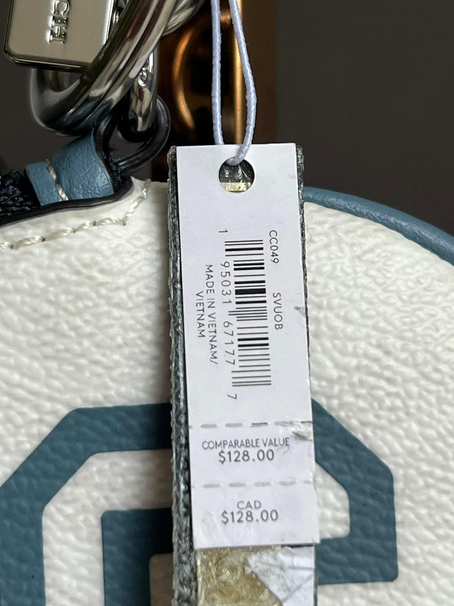 Coach Circular Coin Pouch In Signature Canvas With Varsity Motif