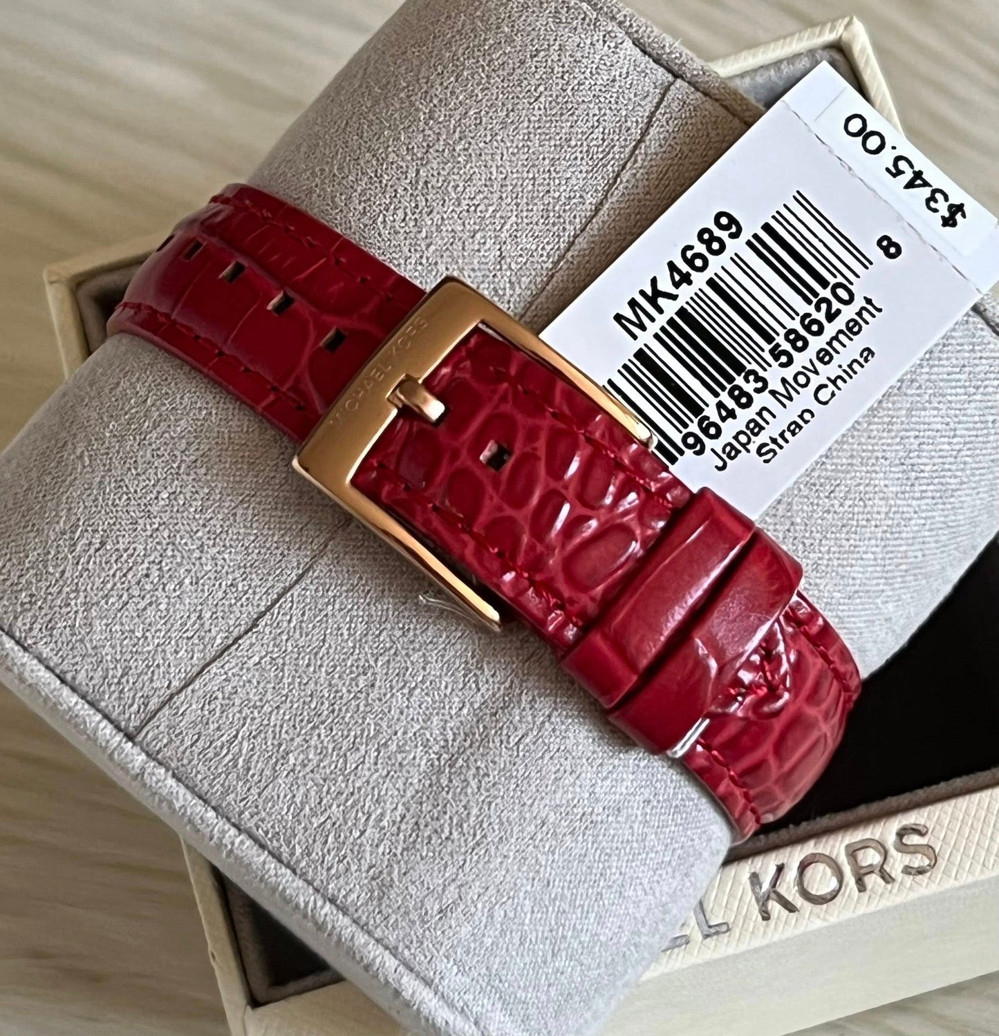 Michael Kors Women’s Mini Emery Pavé Rose Gold-Tone and Crocodile Embossed Leather Watch