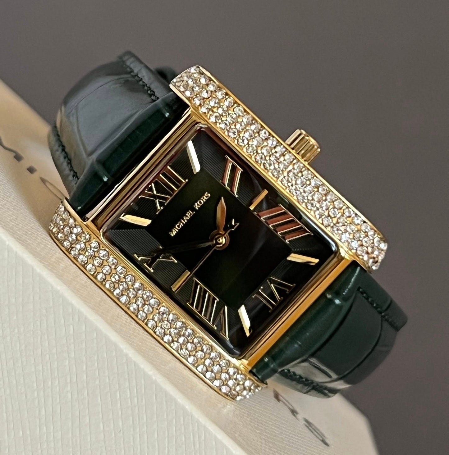 Michael Kors Women’s Emery Three-Hand Green Croco Leather Watch