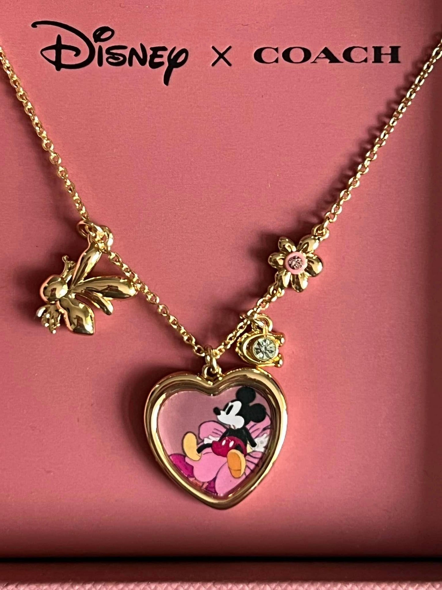 Disney X Coach Mickey Mouse Flower Bee Pendant Necklace