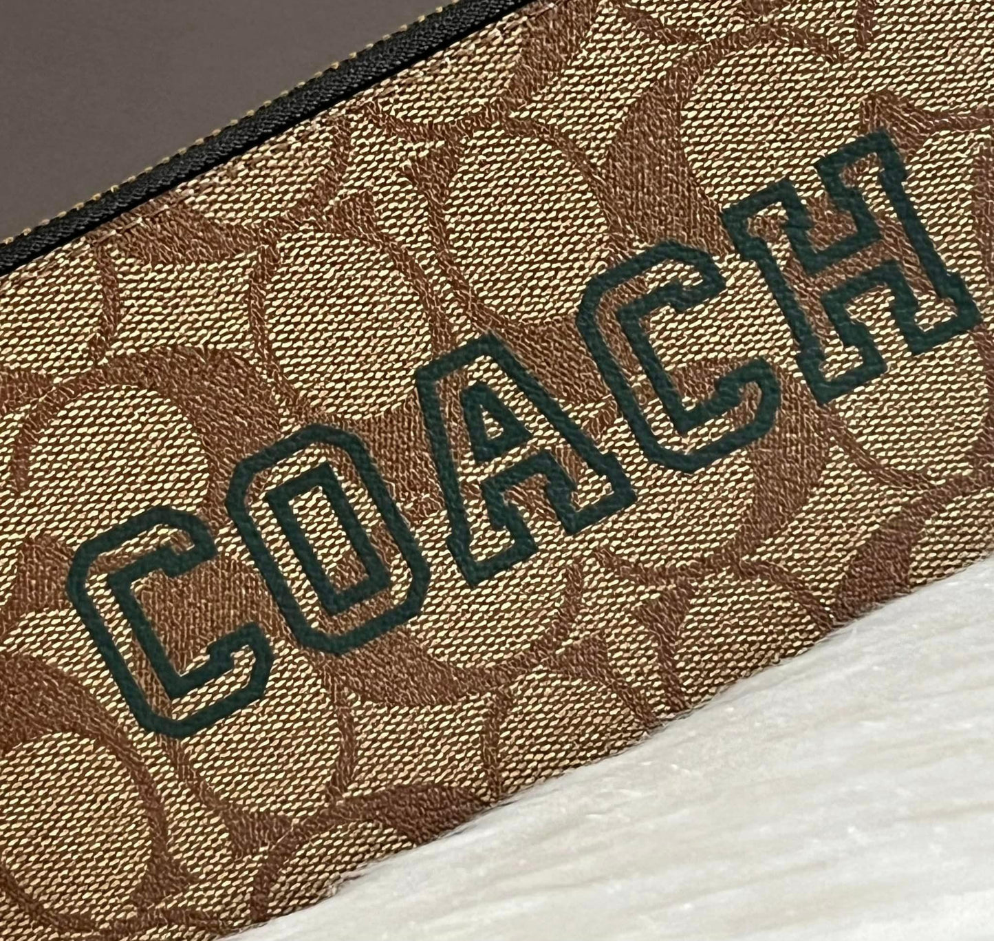 Coach Long Zip Around Wallet In Signature Canvas With Varsity Motif