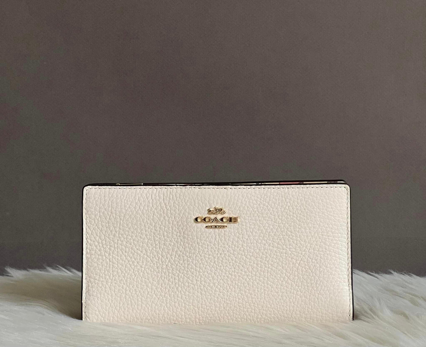 Coach Slim Zip Wallet With Floral Cluster Print Interior