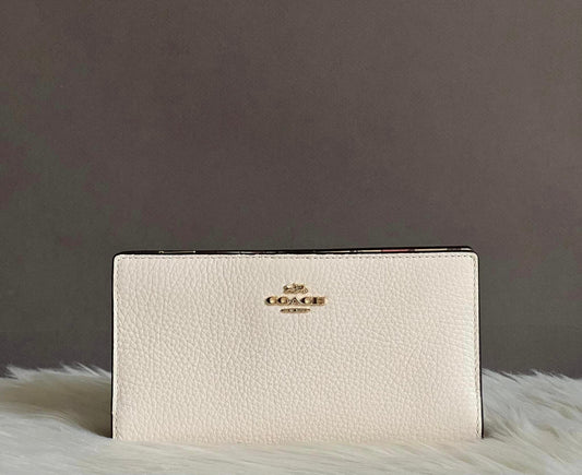 Coach Slim Zip Wallet With Floral Cluster Print Interior