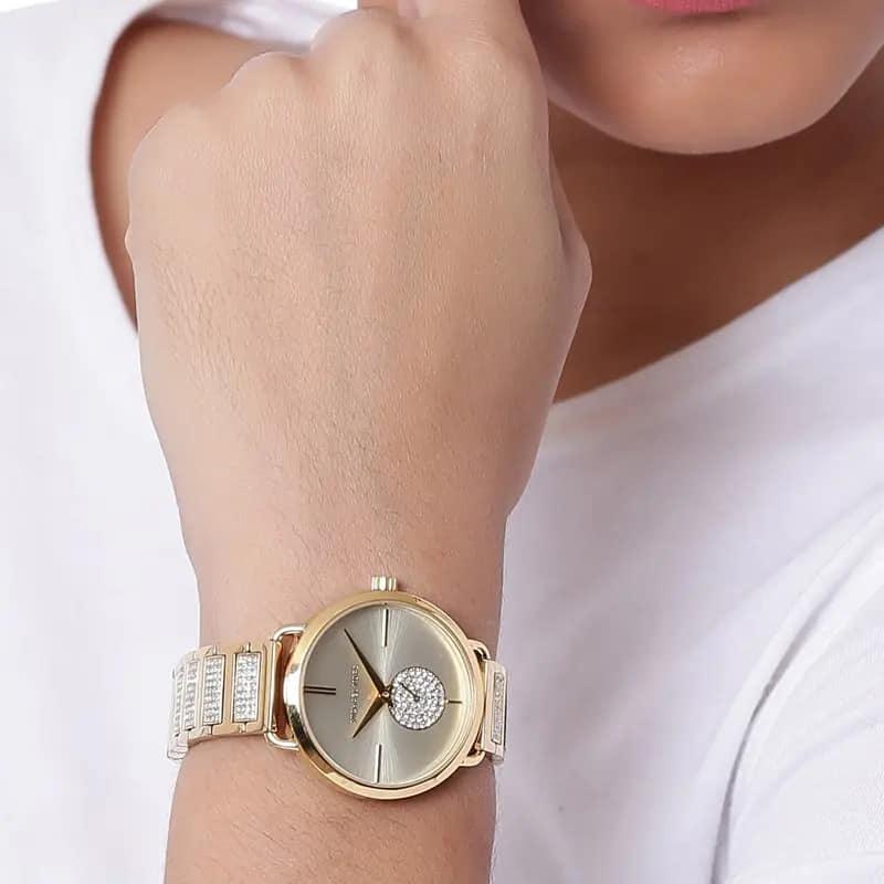 Michael Kors Women's Portia Pave Gold Dial Watch