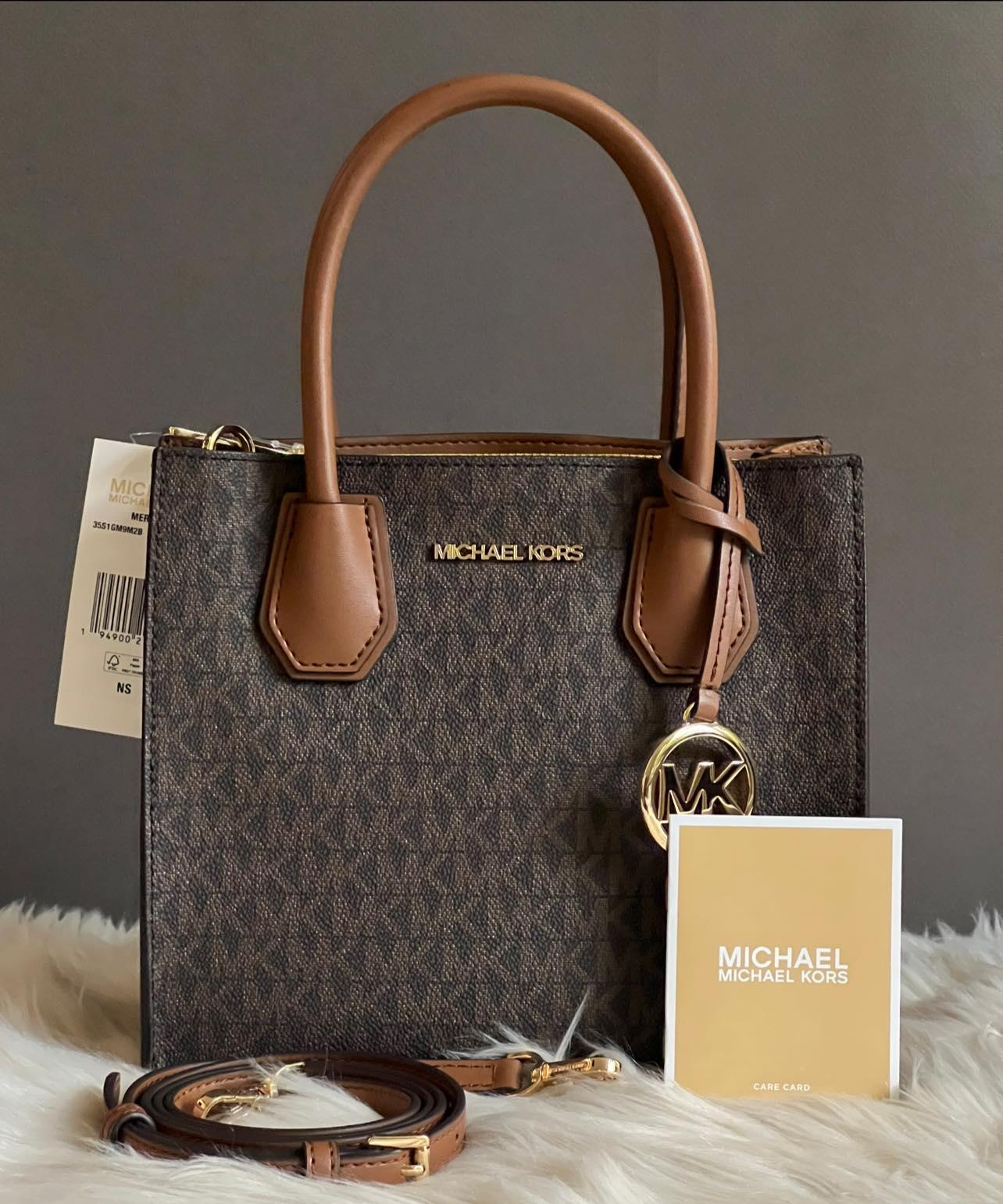 Michael Kors Mercer Medium Logo and Leather Accordion Crossbody Bag