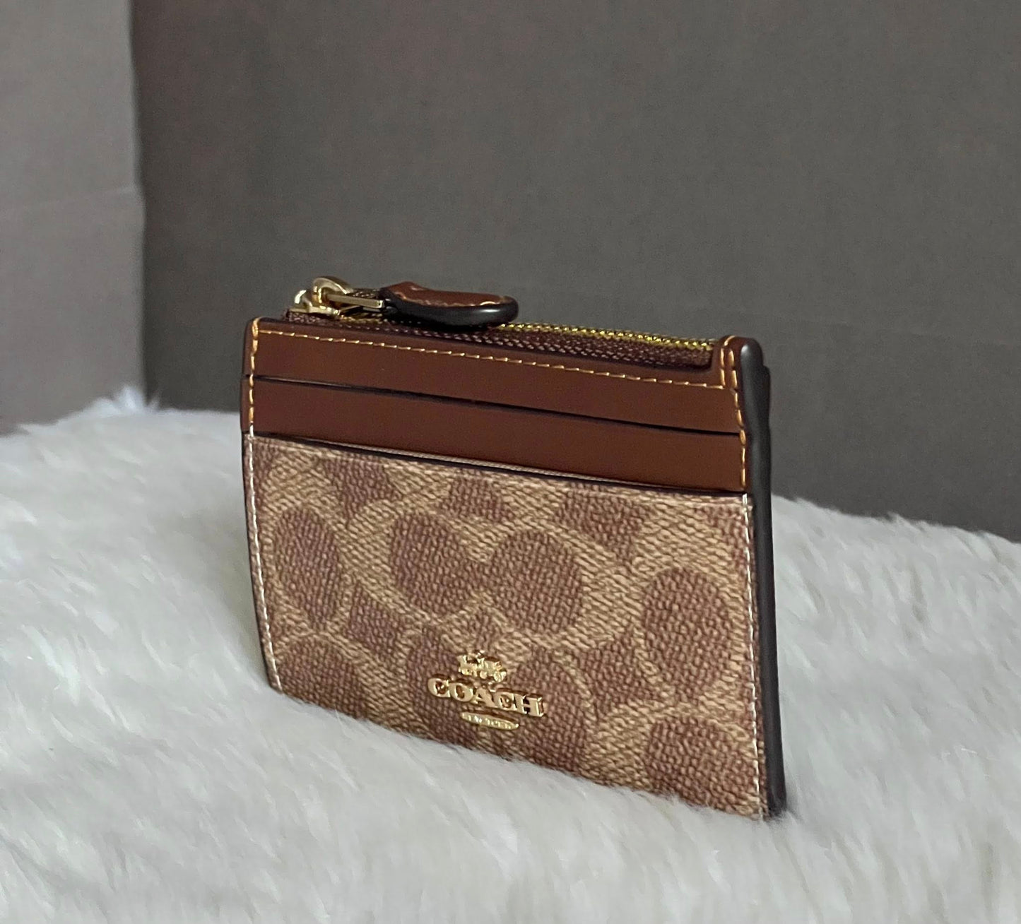 Coach Mini Skinny Id Case In Signature Canvas