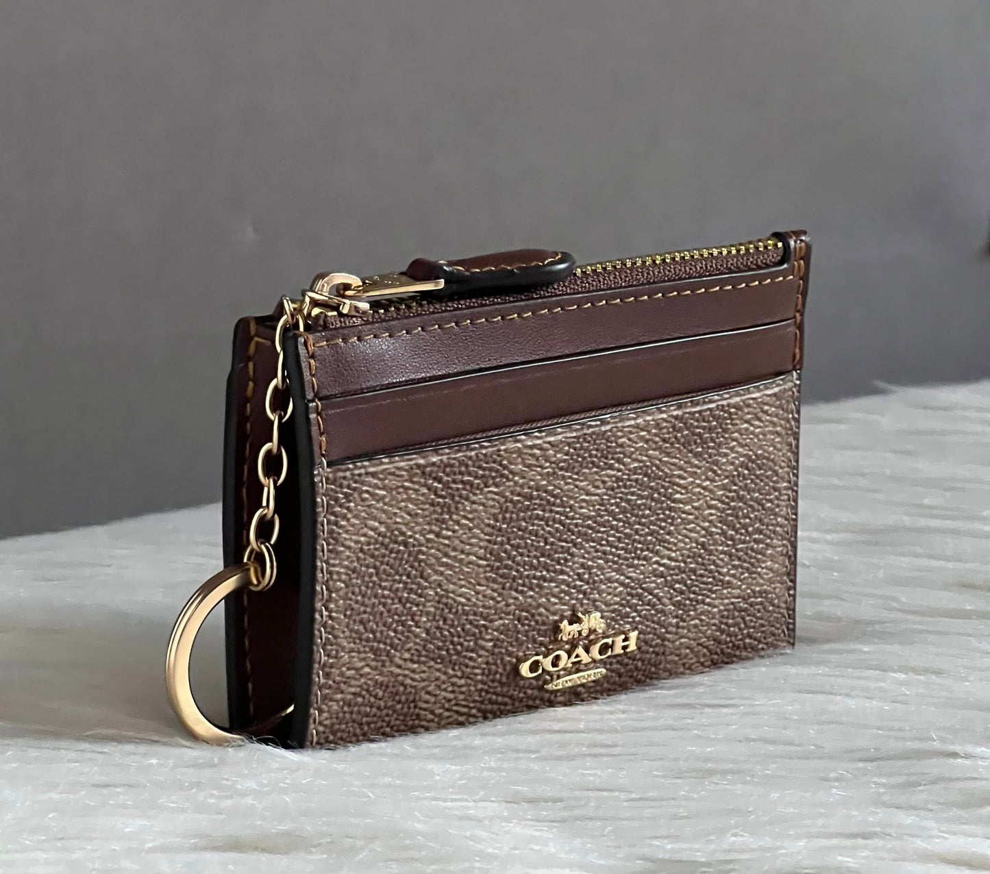 Coach Mini Skinny Id Case In Signature Canvas