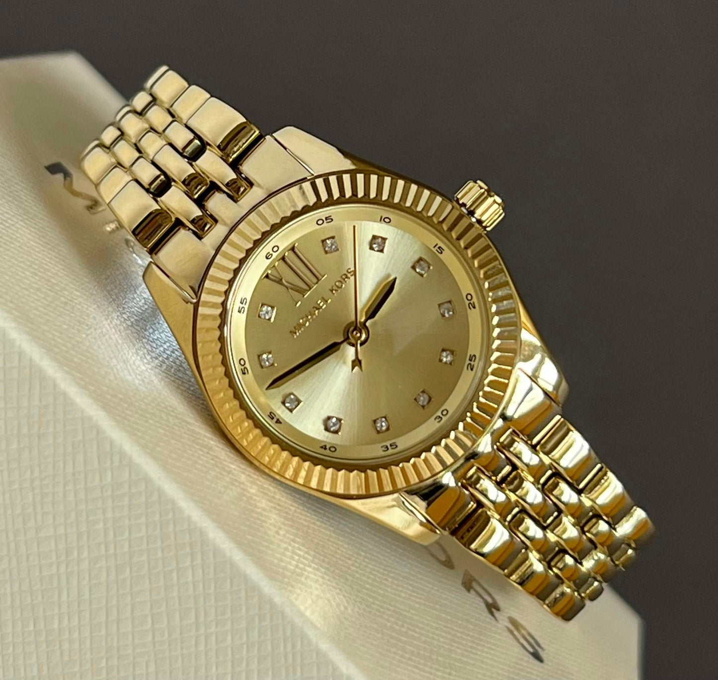 Michael Kors Women’s Petite Lexington Pave Gold-Tone Watch