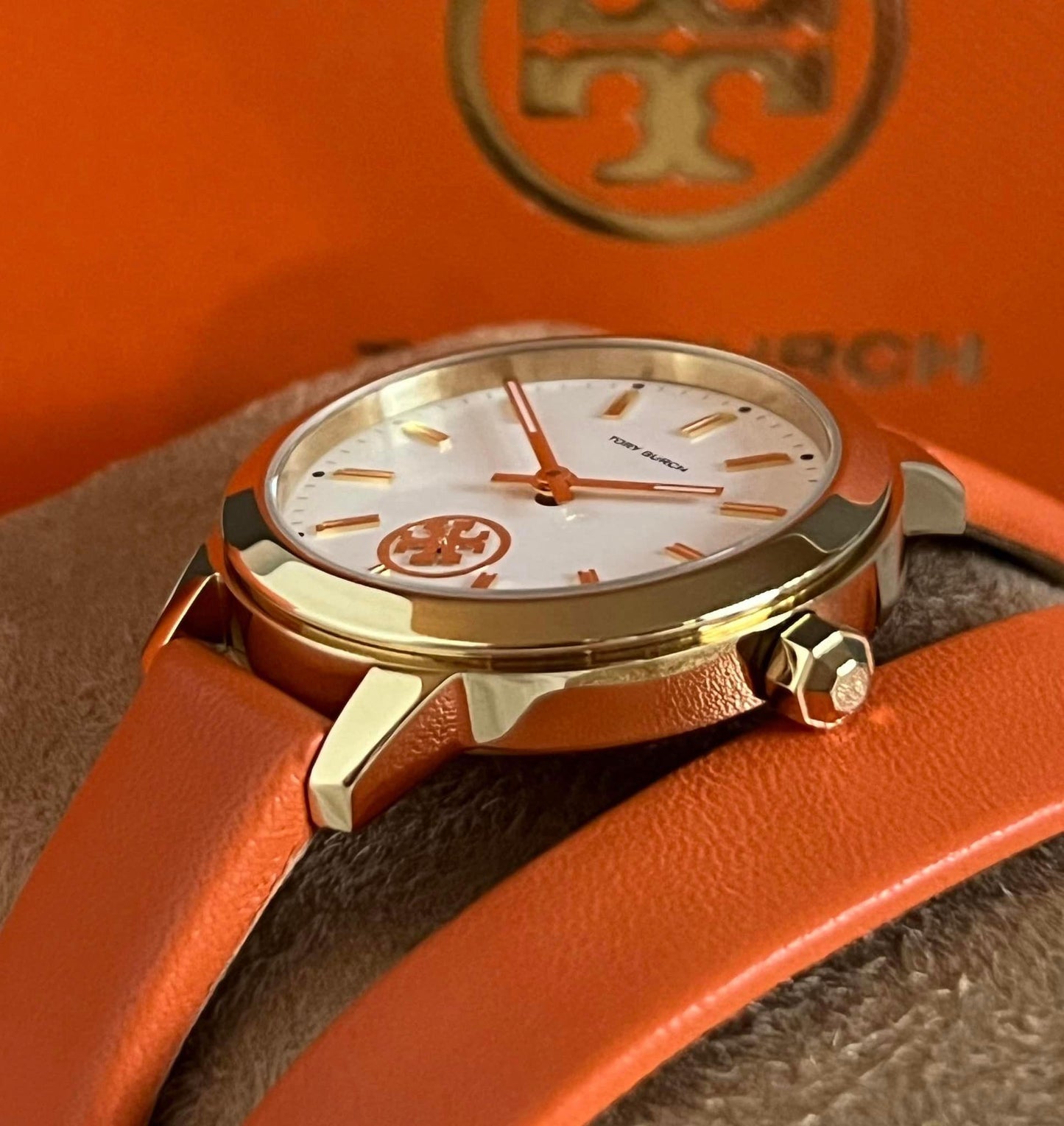 Tory Burch Women’s Collins Orange Double Wrap Watch