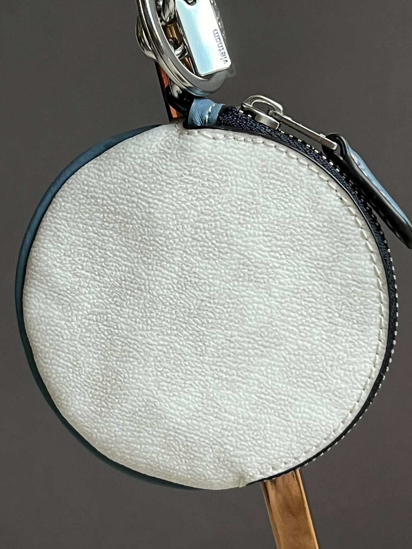 Coach Circular Coin Pouch In Signature Canvas With Varsity Motif
