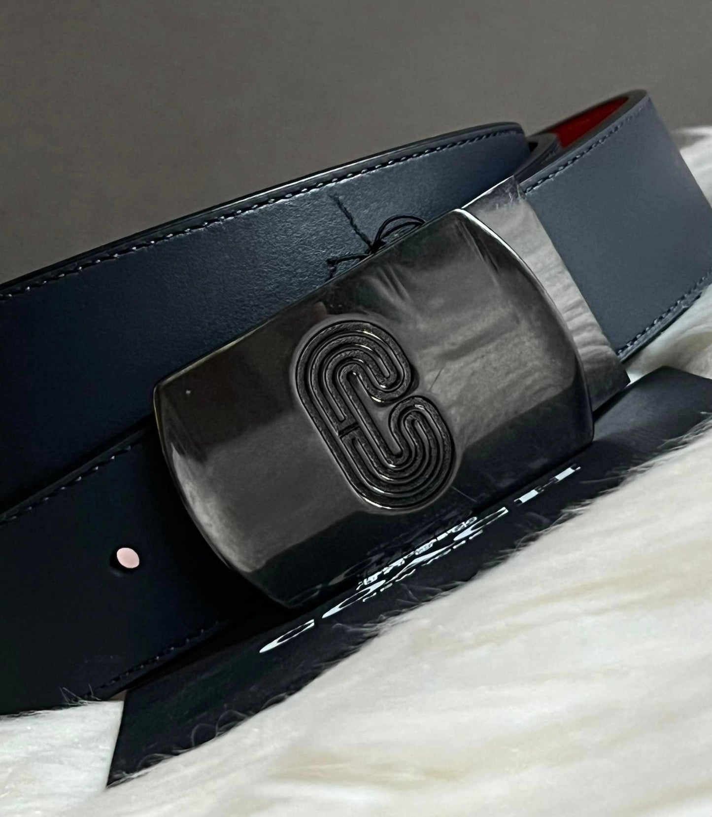 Coach Men’s Plaque Buckle Reversible Belt