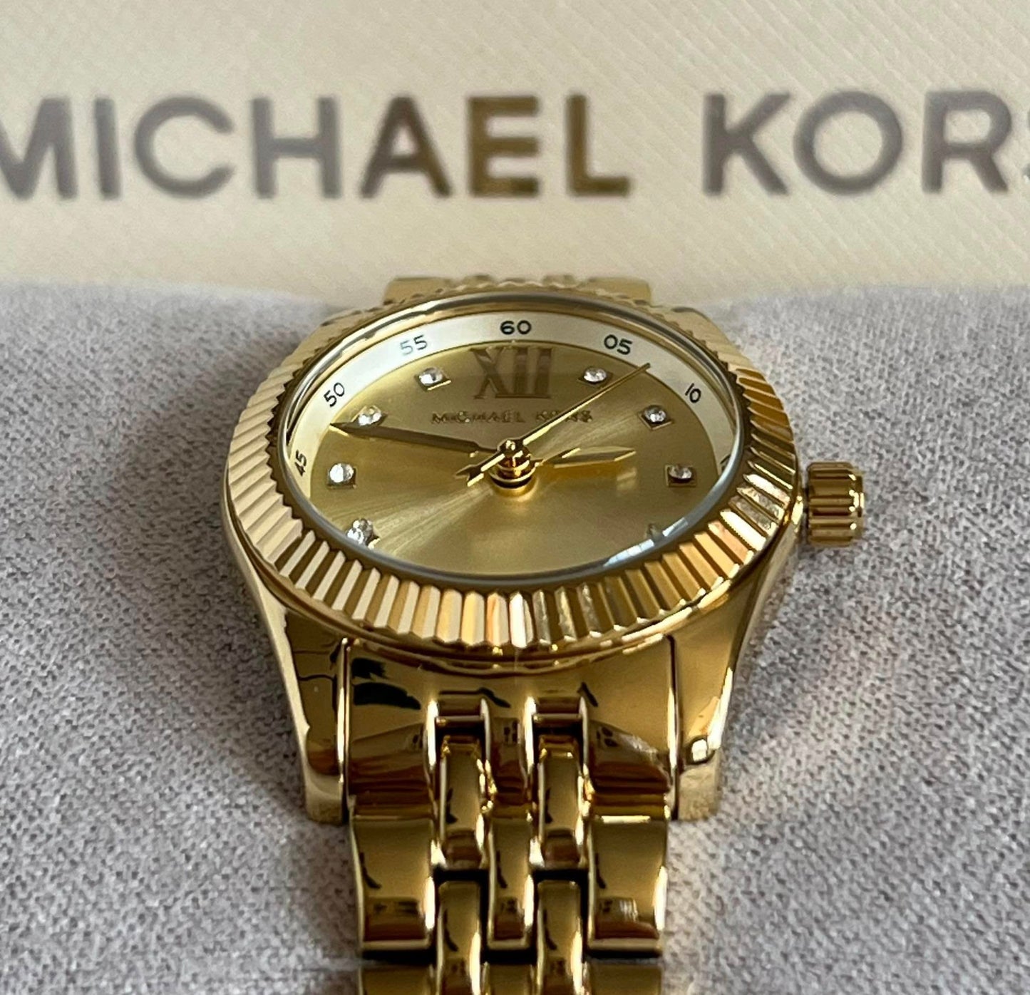 Michael Kors Women’s Petite Lexington Pave Gold-Tone Watch