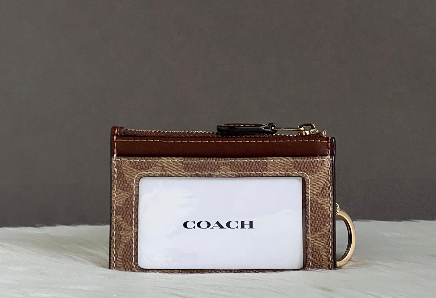 Coach Mini Skinny Id Case In Signature Canvas