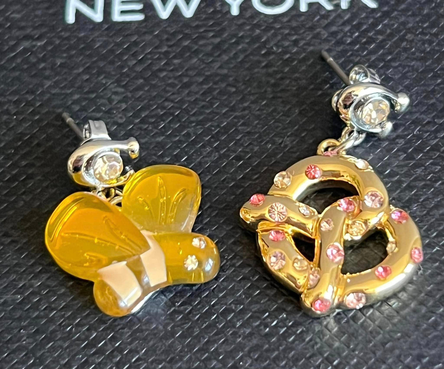 Coach Bumble Bee Pretzel Mismatch Earrings