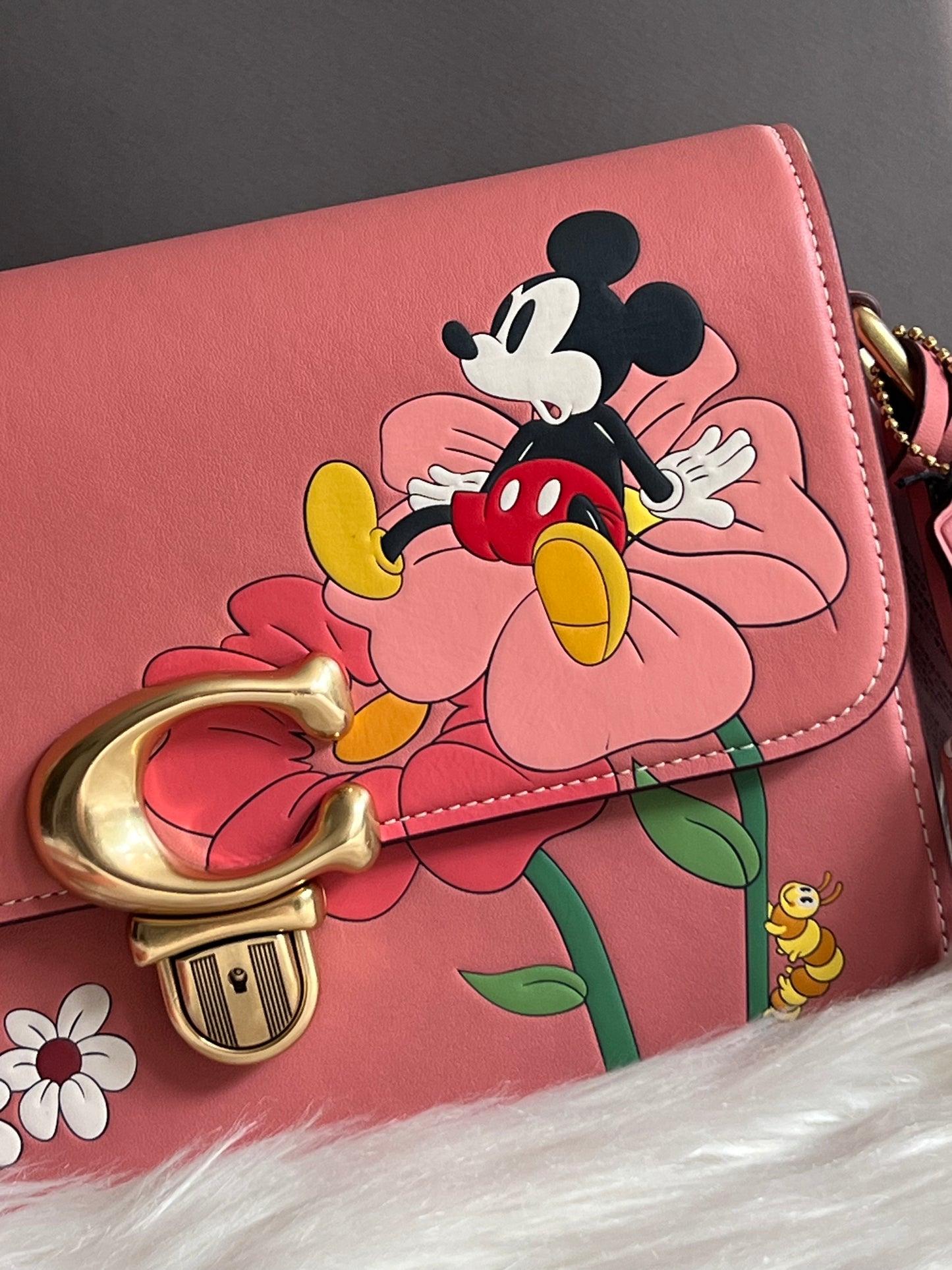 Disney X Coach Studio Shoulder Bag with Mickey Mouse and Flowers