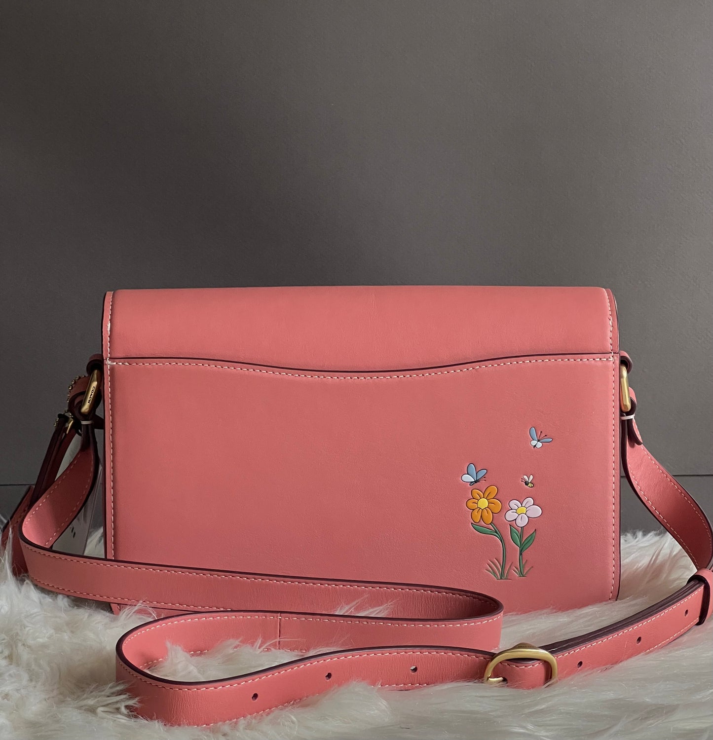 Disney X Coach Studio Shoulder Bag with Mickey Mouse and Flowers