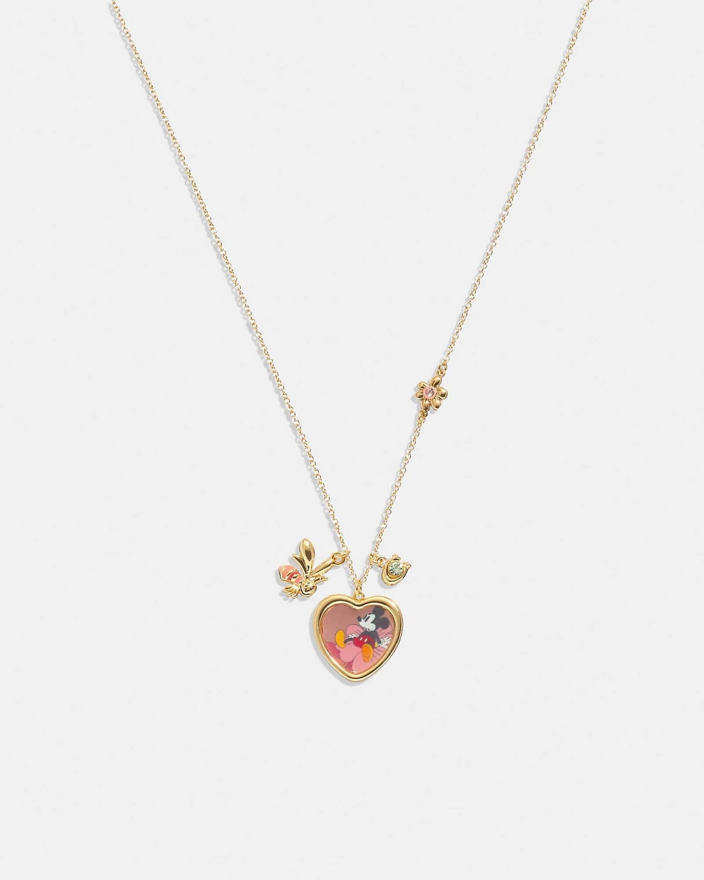 Disney X Coach Mickey Mouse Flower Bee Pendant Necklace