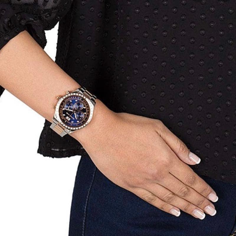 Michael Kors Women’s Brinkley Navy Dial Two-tone Watch