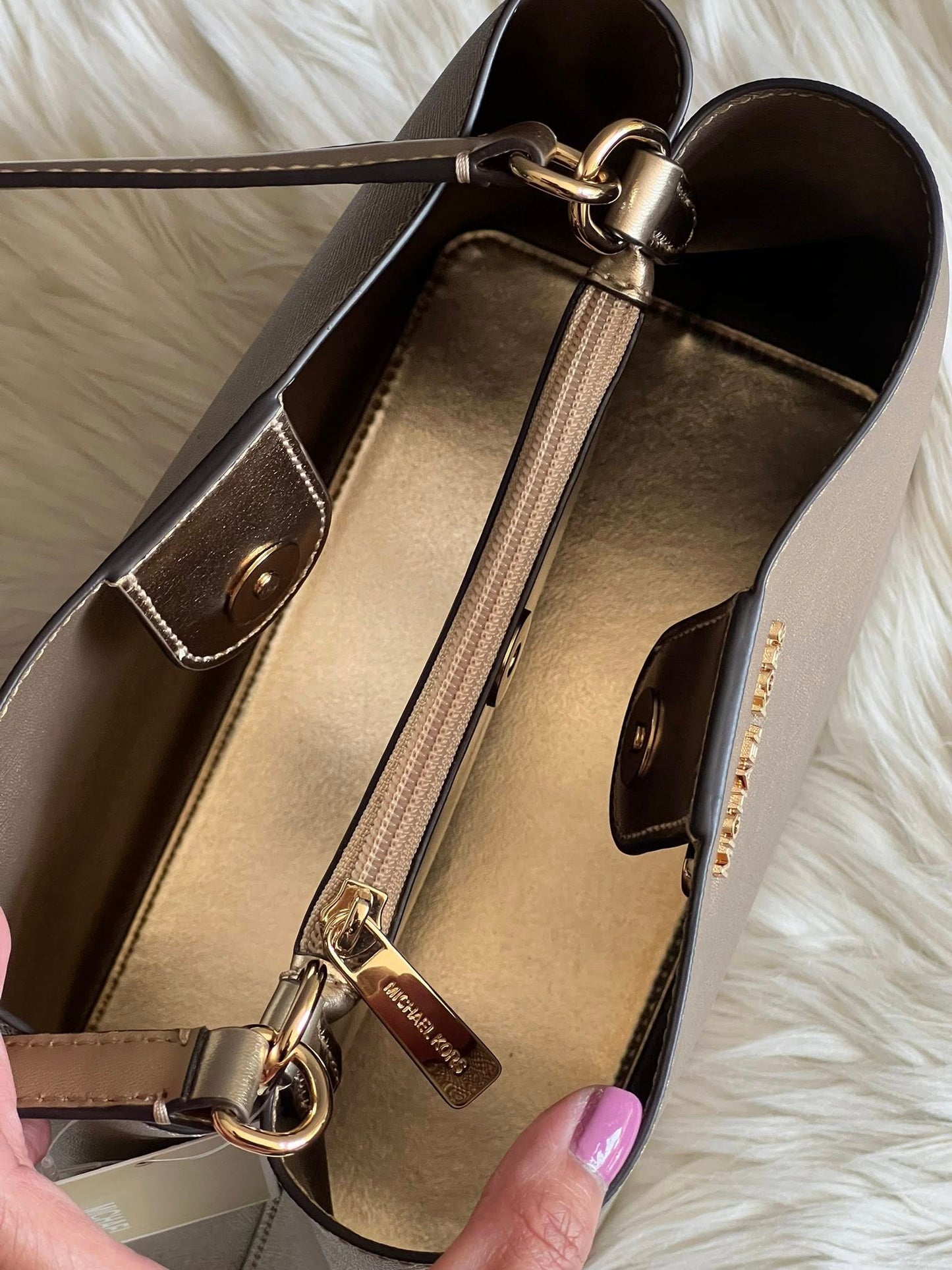 Michael Kors Pratt Medium Metallic Shoulder Bag