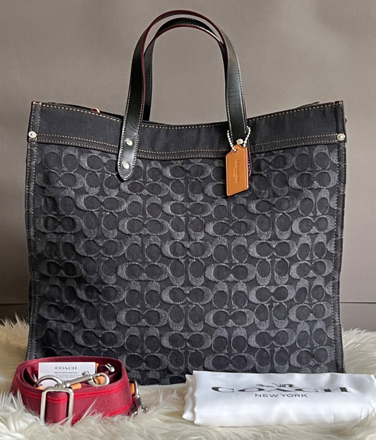 Coach Field Tote 40 in Signature Denim