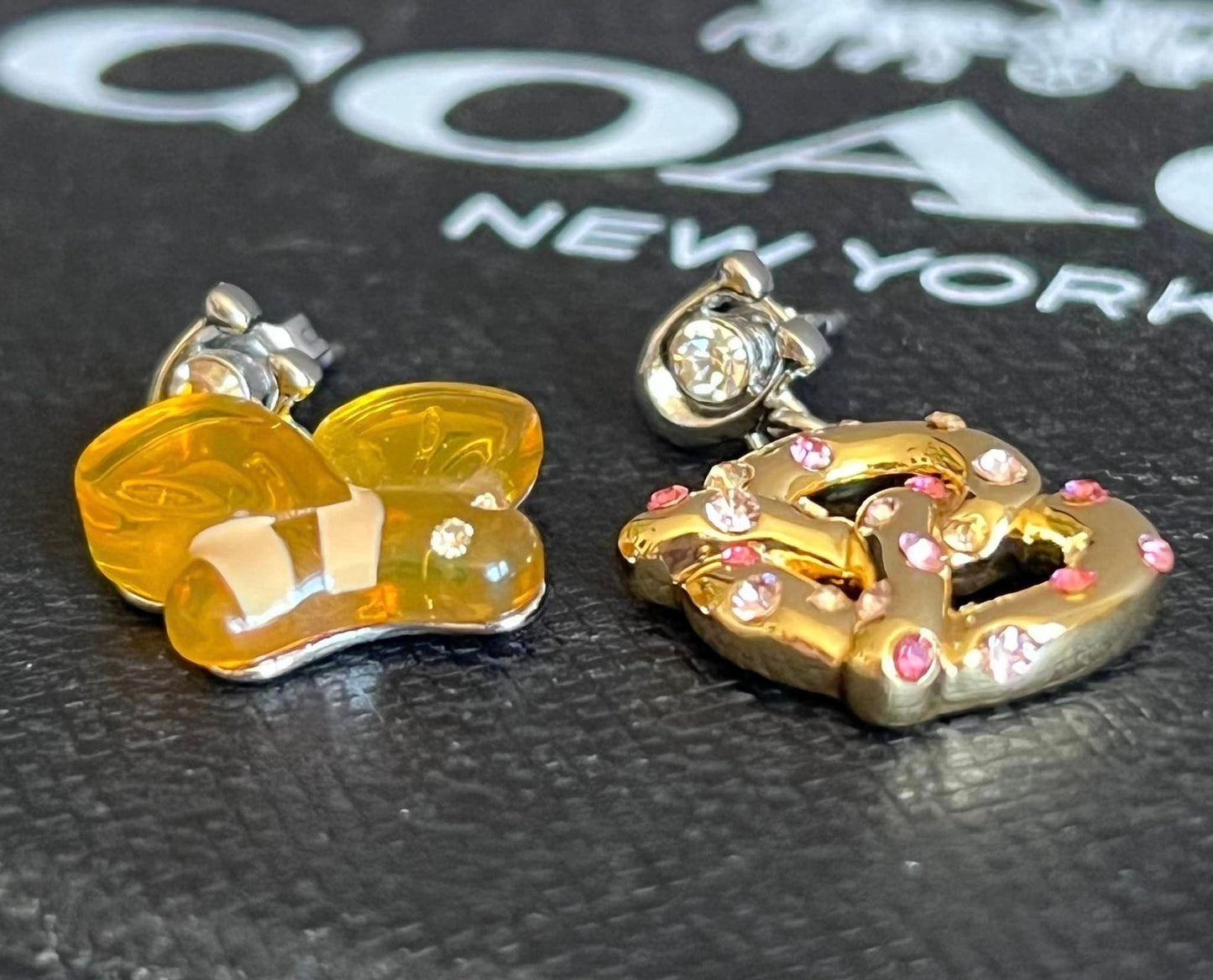 Coach Bumble Bee Pretzel Mismatch Earrings