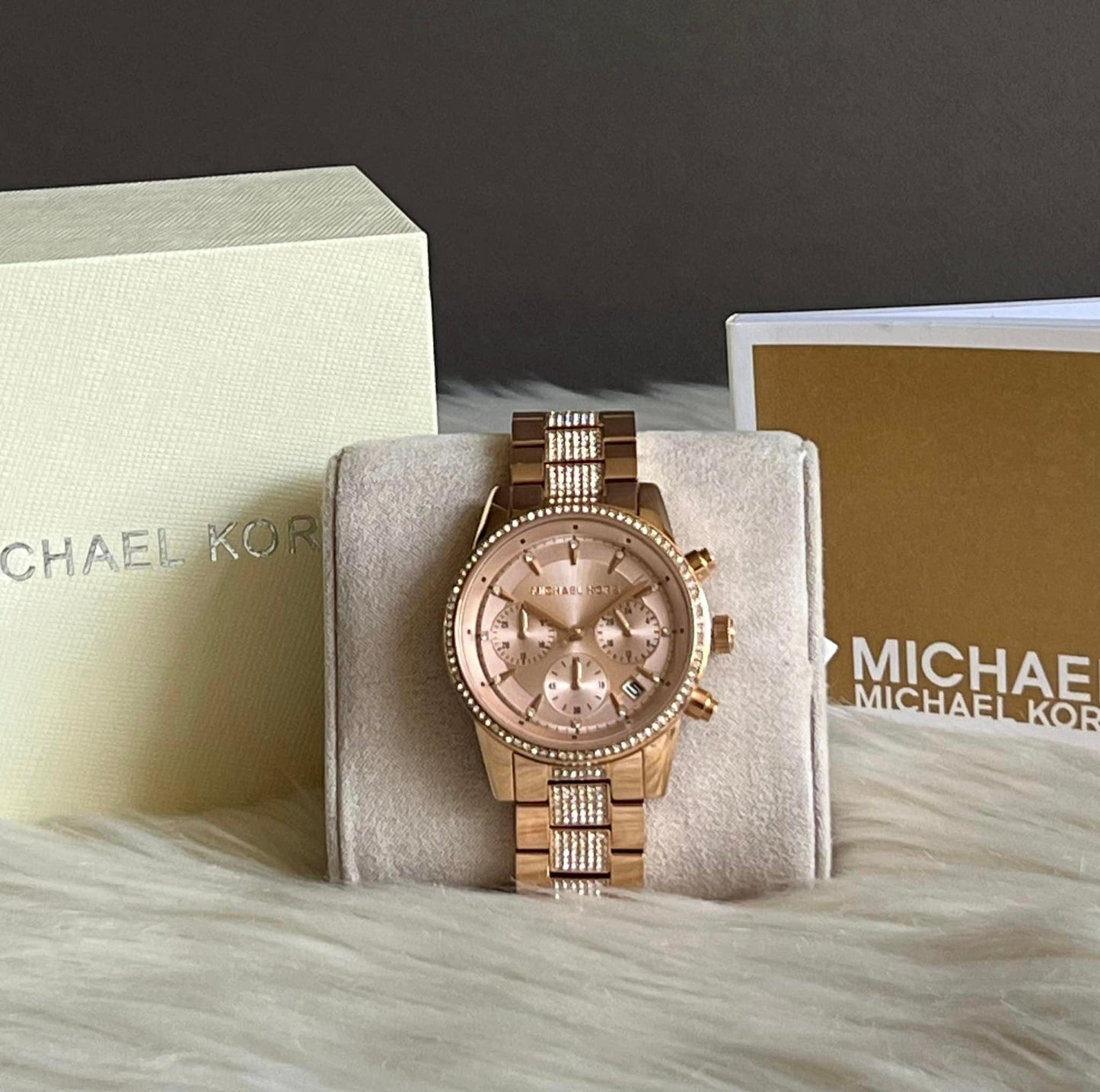 Michael Kors Women’s Ritz Pavé Rose Gold-Tone Watch