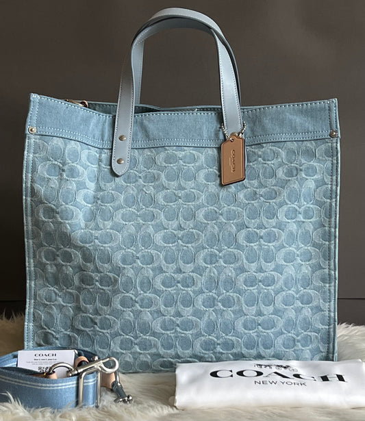 Coach Field Tote 40 in Signature Denim