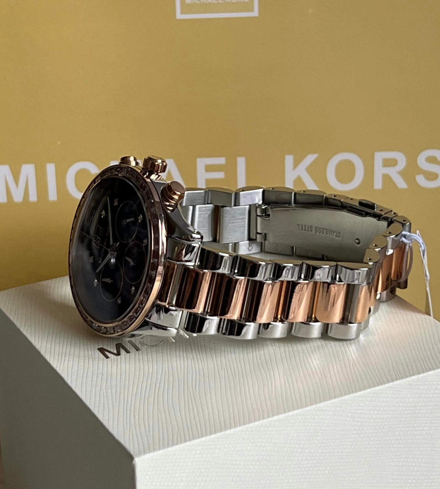 Michael Kors Women’s Brinkley Navy Dial Two-tone Watch