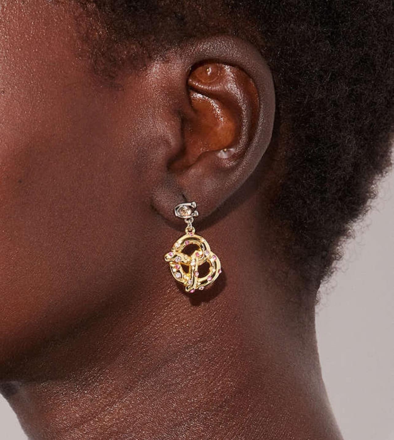 Coach Bumble Bee Pretzel Mismatch Earrings