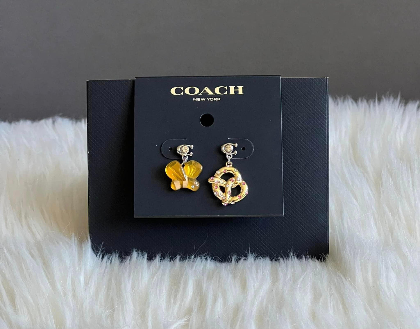 Coach Bumble Bee Pretzel Mismatch Earrings