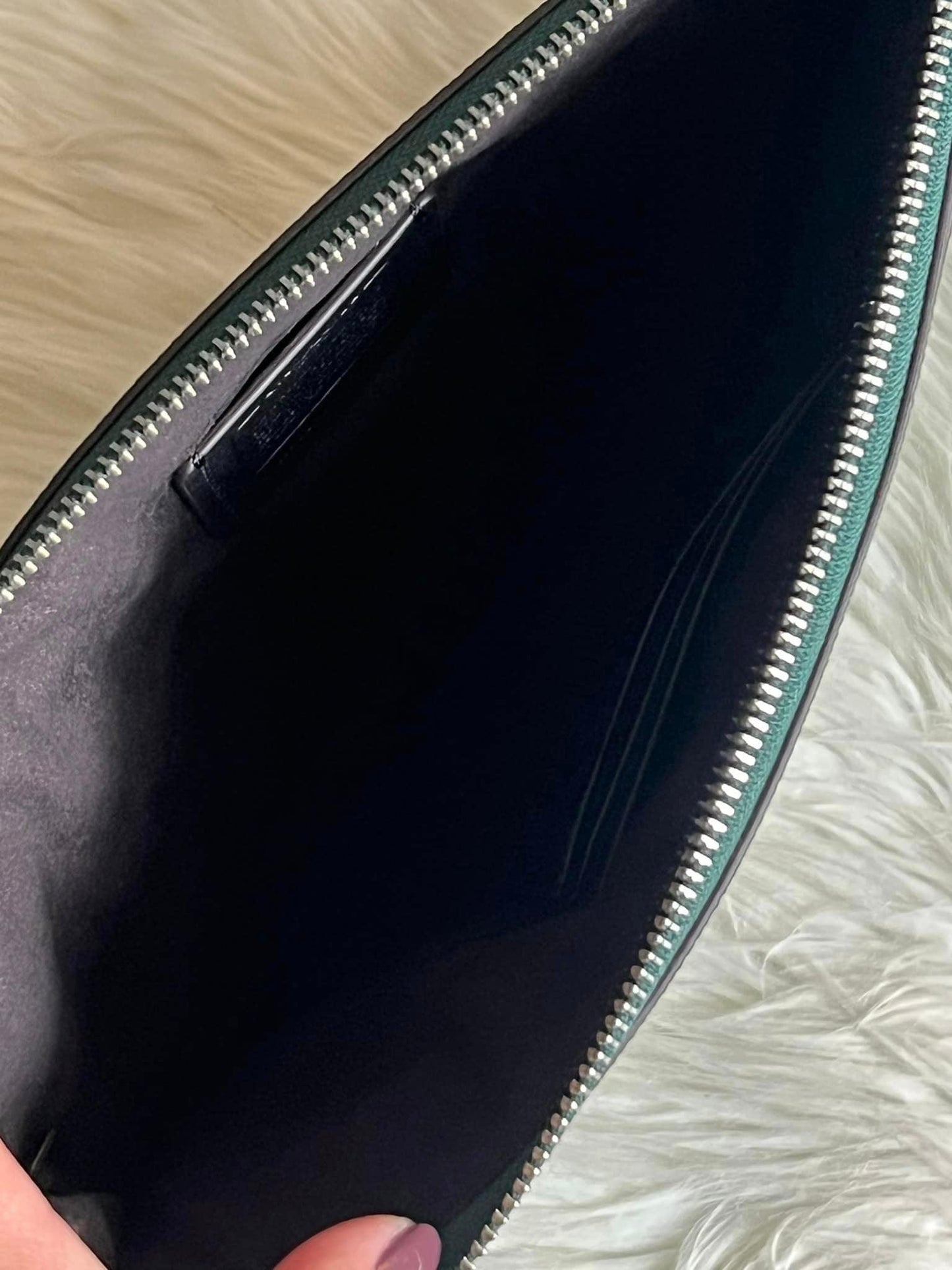 Coach Pouch Wristlet in Crossgrain Leather with Signature Canvas Interior