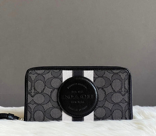 Coach Dempsey Large Phone Wallet In Signature Jacquard With Stripe And Coach Patch