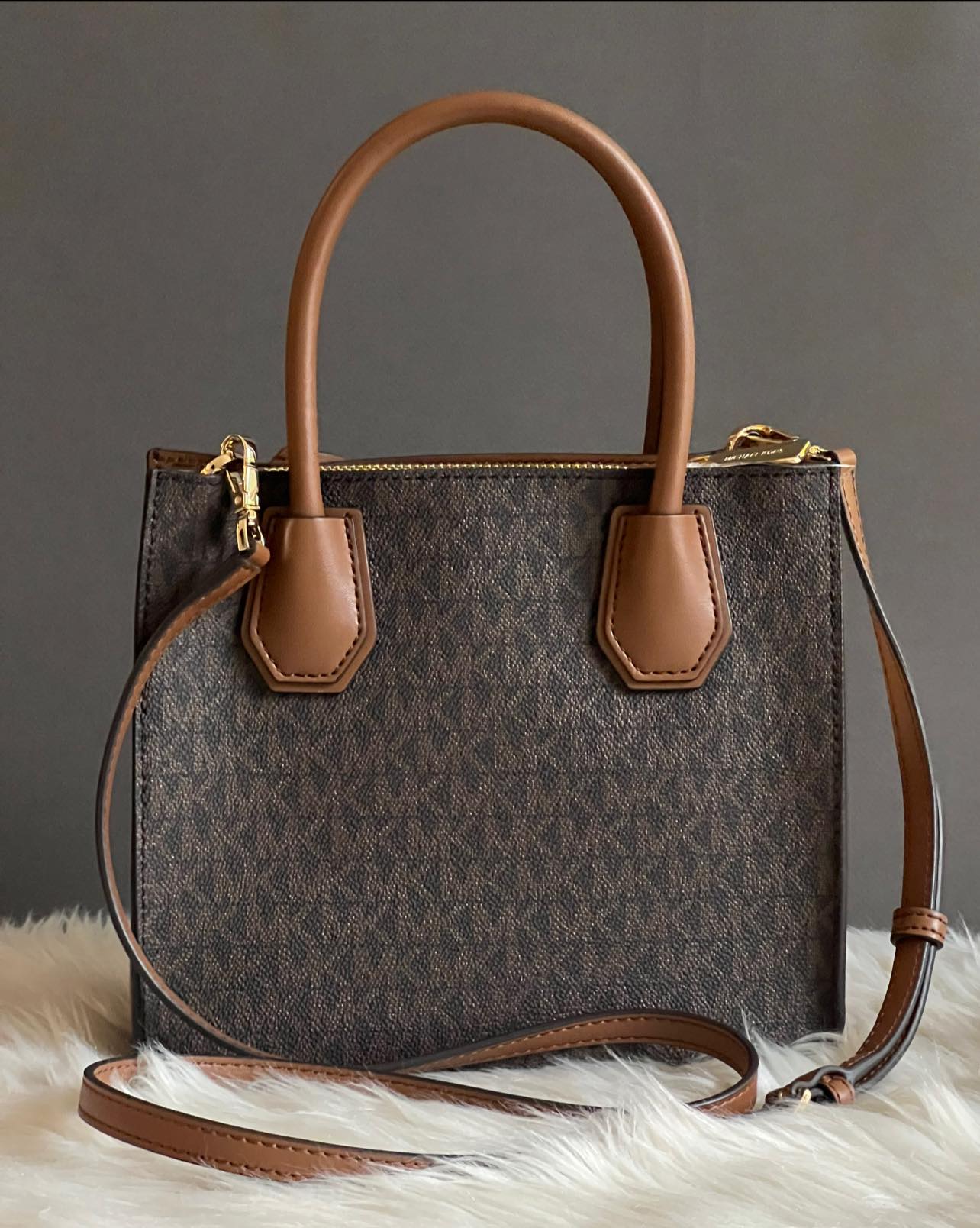 Michael Kors Mercer Medium Logo and Leather Accordion Crossbody Bag