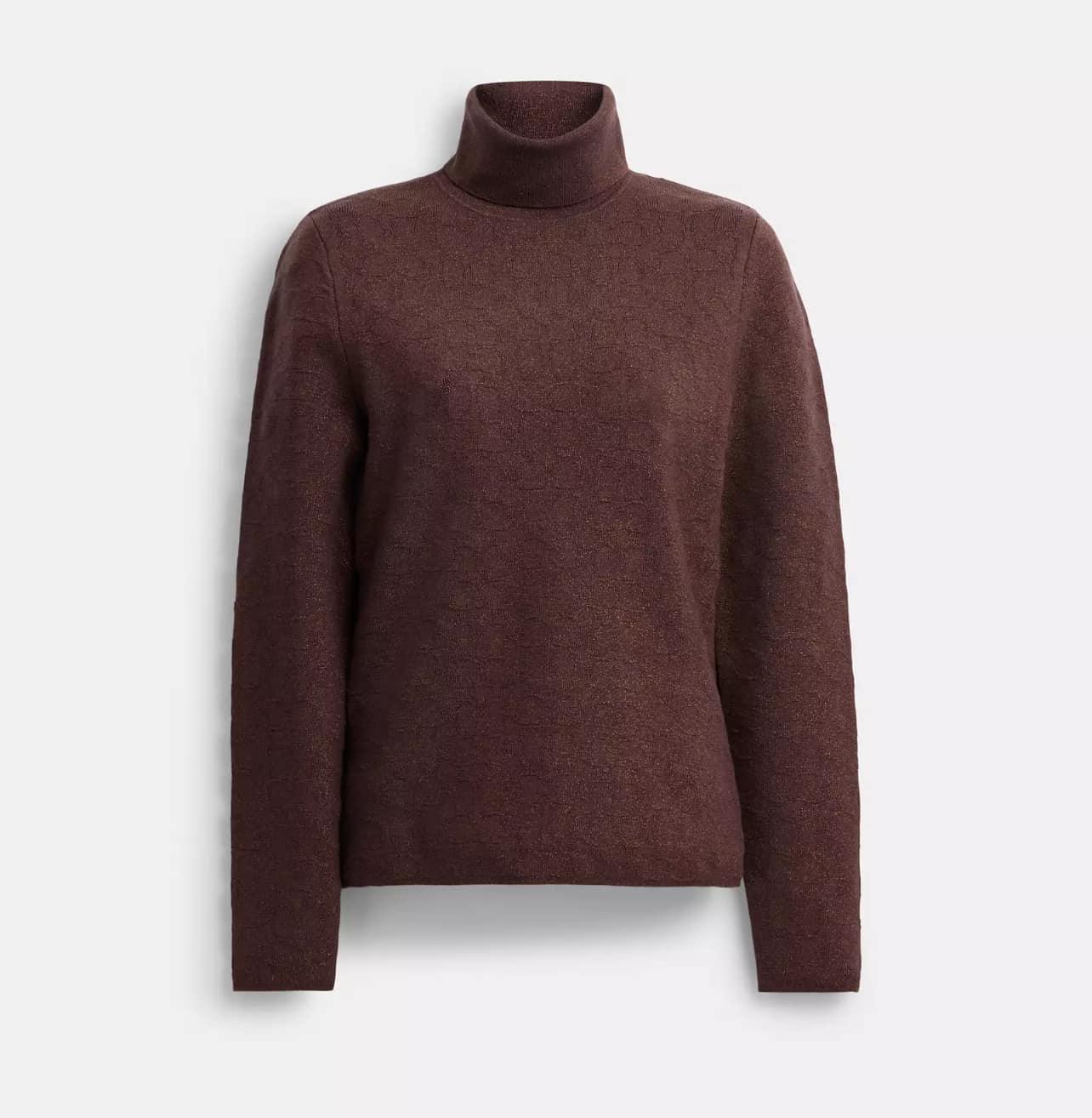 Coach Lurex Signature Turtleneck Sweater