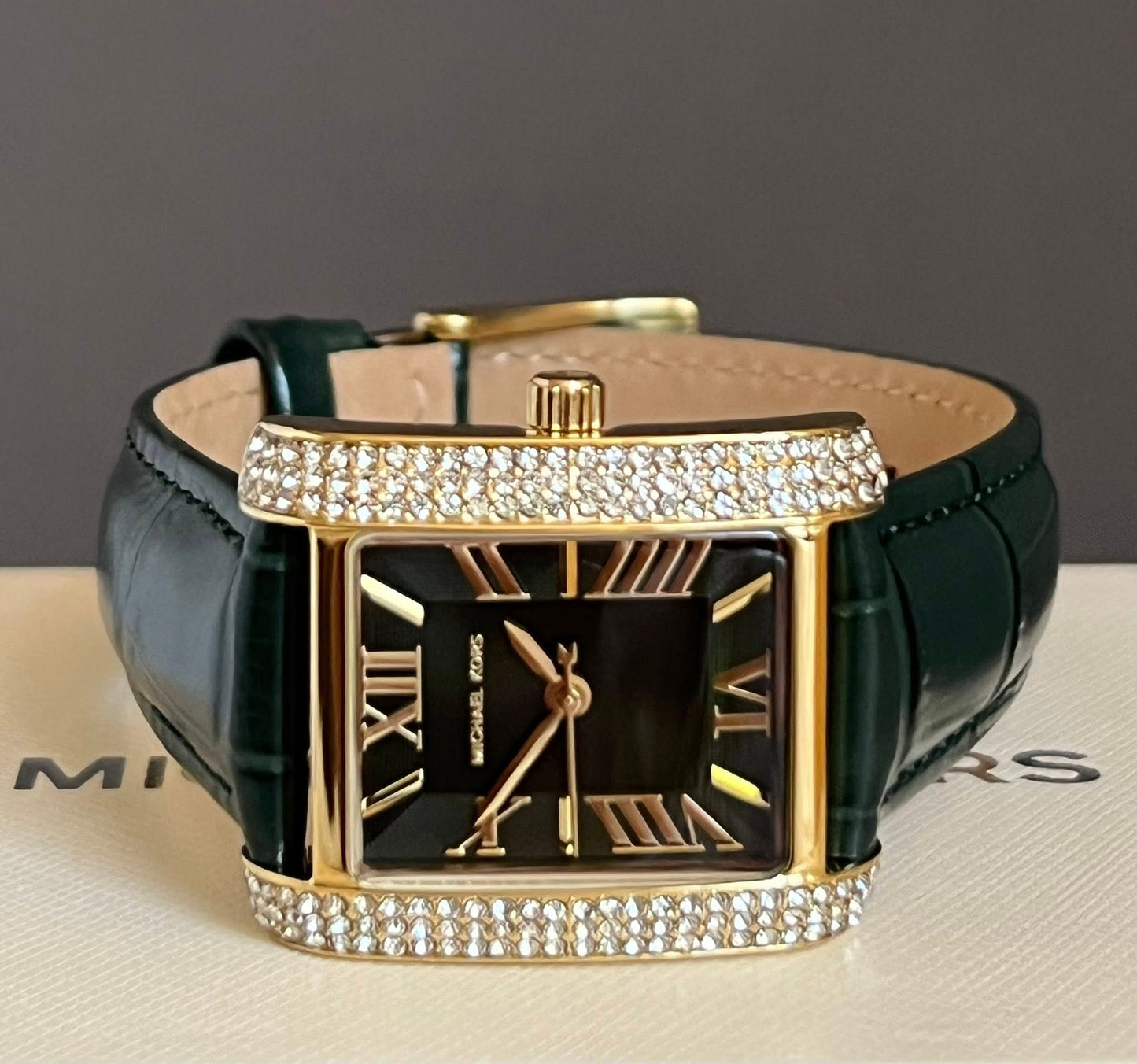 Michael Kors Women’s Emery Three-Hand Green Croco Leather Watch